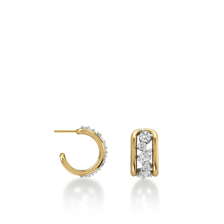 Rosario Navia Mara Link Hoops in yellow gold on white background