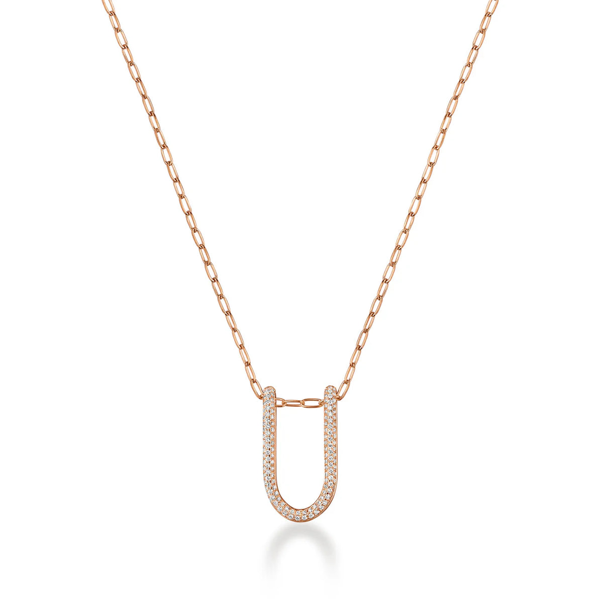 Rosario Navia Mara Medium Folded Link Pendant in rose gold on white background