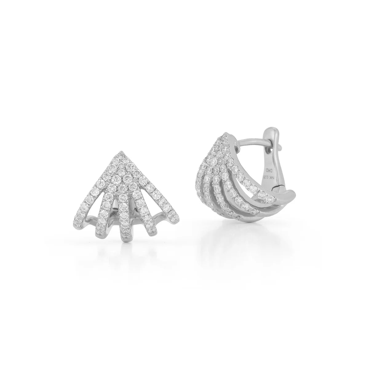 product shot of Dana Rebecca Designs Sarah Leah Five Burst Huggies in white Gold on white background