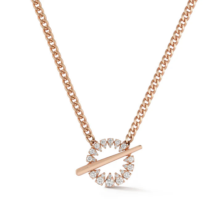 Dana Rebecca Designs Sophia Ryan Cuban Chain Toggle Necklace in rose gold on white background