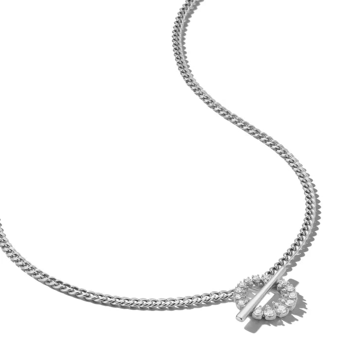 Dana Rebecca Designs Sophia Ryan Cuban Chain Toggle Necklace in white gold on white background on another side