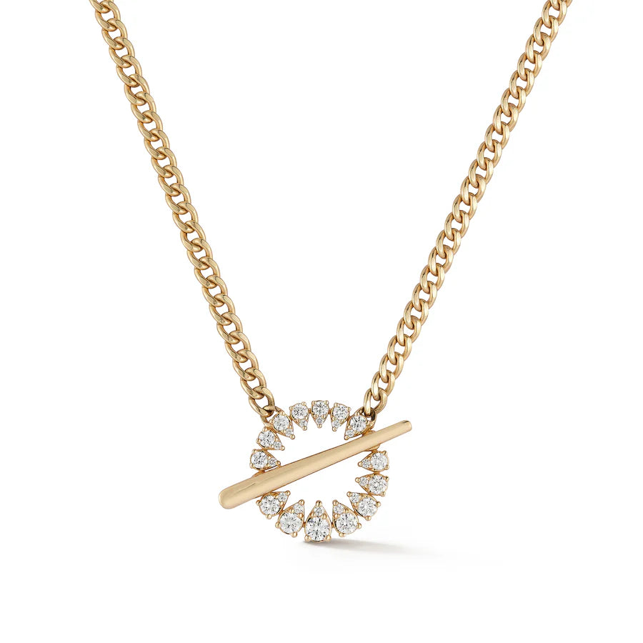 Dana Rebecca Designs Sophia Ryan Cuban Chain Toggle Necklace in yellow gold on white background
