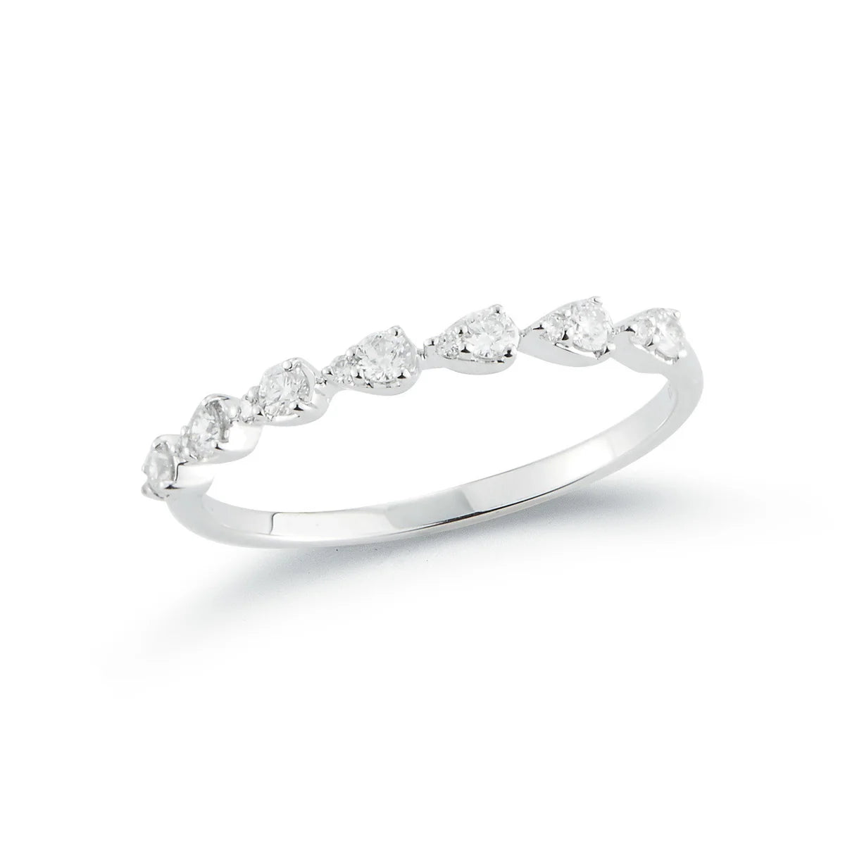 Product shot of Dana Rebecca Designs white gold ring with small diamonds on a white background
