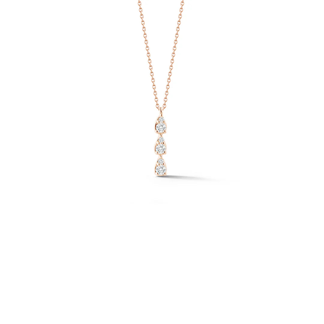 Dana Rebecca Designs Sophia Ryan Triple Teardrop Necklace in rose gold on white background