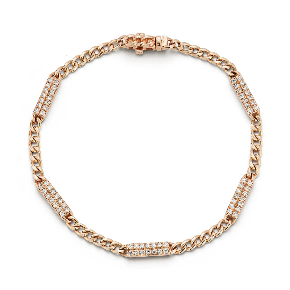 Dana Rebecca Design Sylvie Rose Cuban Chain Bar Bracelet in rose gold on white background