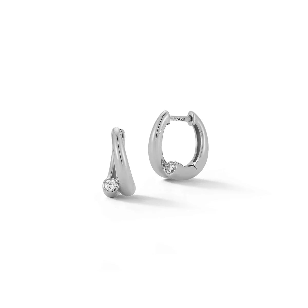 Dana Rebecca Designs Taylor Elaine Bypass Hoop in white gold on white background.