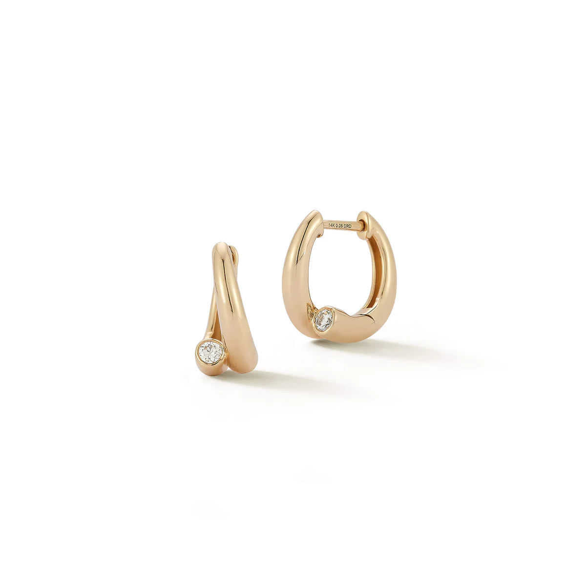 Dana Rebecca Designs Taylor Elaine Bypass Hoop in yellow gold on white background.