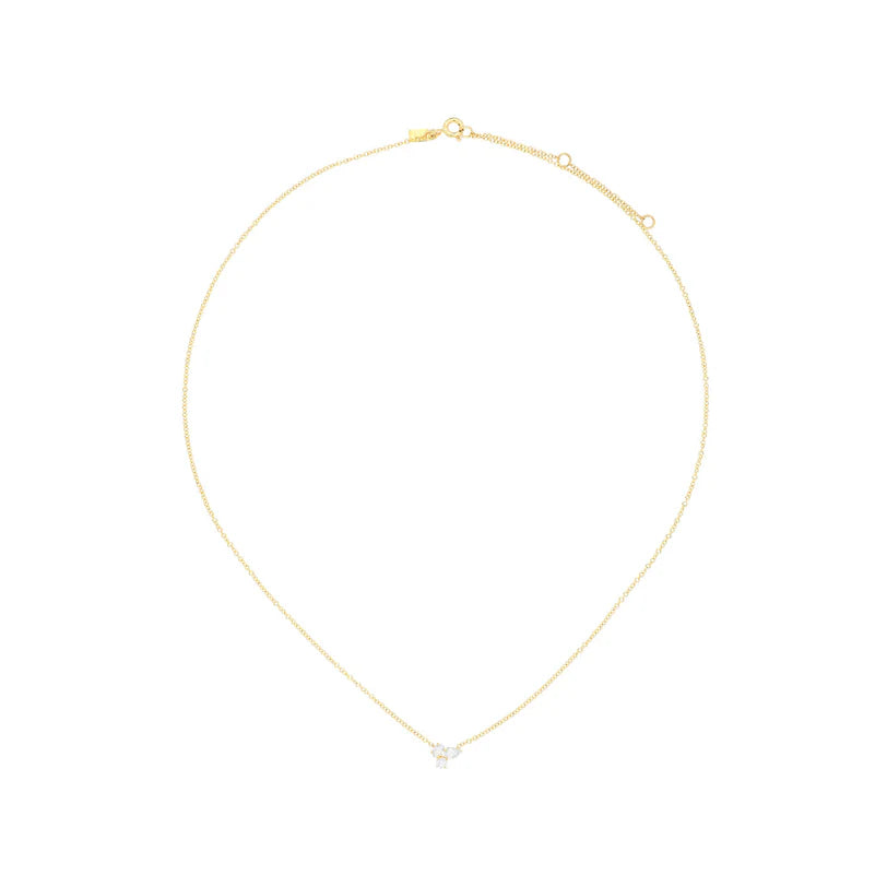 Full Photo of EF Collection Triple Diamond Cluster Necklace in yellow gold on white background