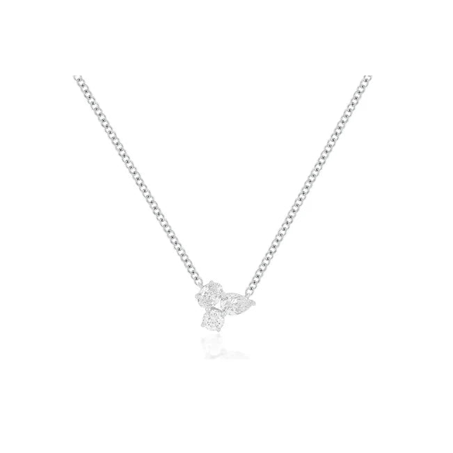 EF Collection Triple Diamond Cluster Necklace in white gold on white background