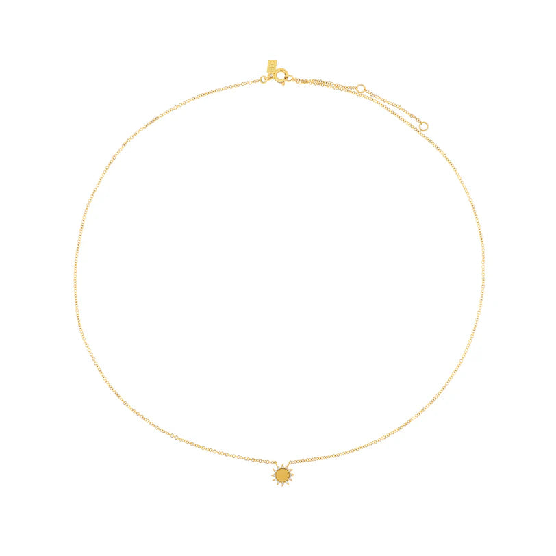 Full photo of EF Collection You Are My Sunshine Diamond Necklace in yellow gold on white background.
