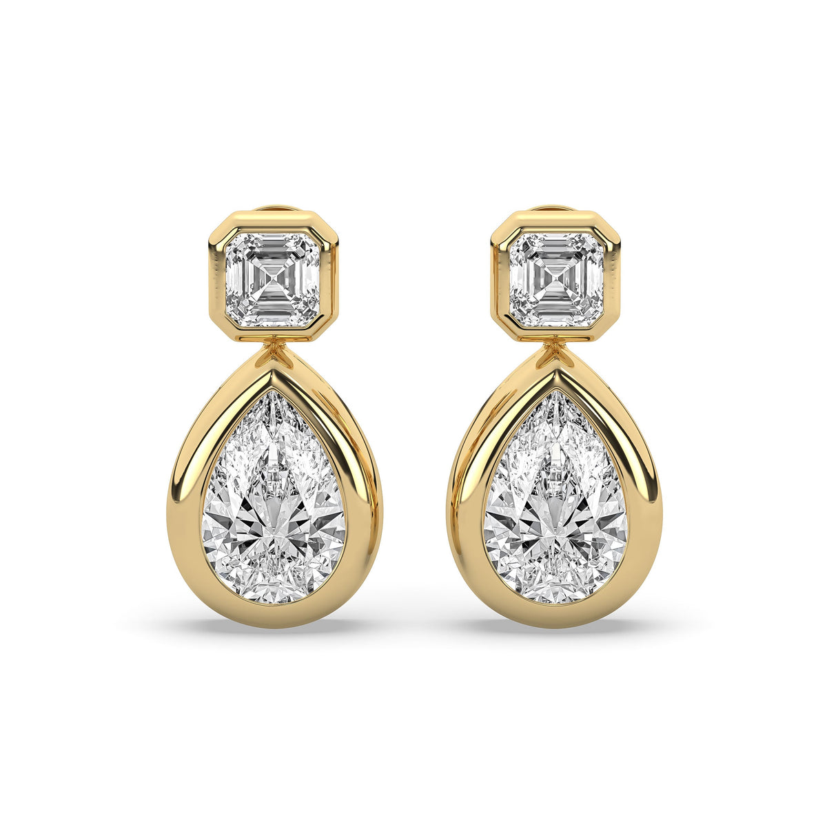 Pear Drop Asscher Carolyn Stud Earrings