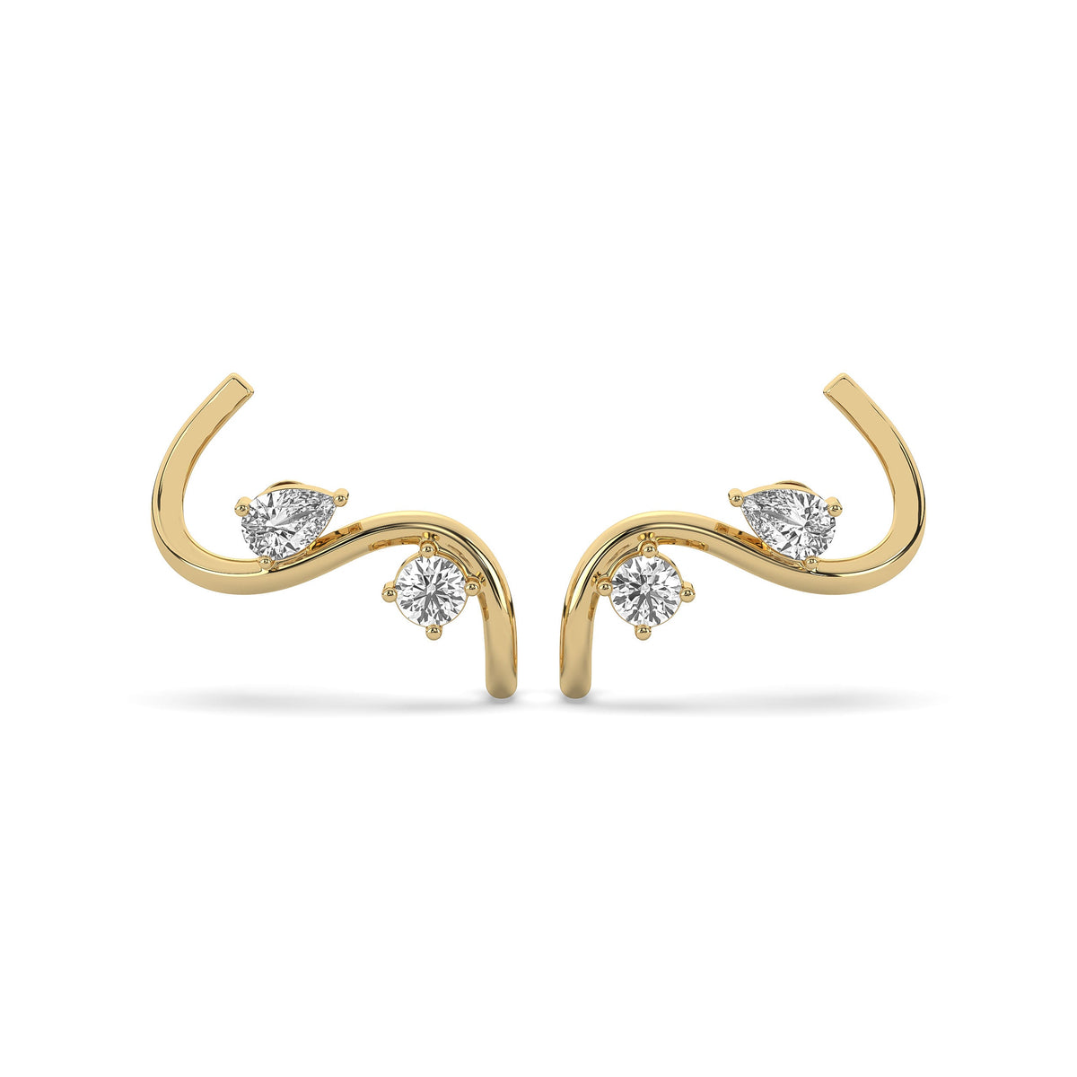 Round & Pear Vine Crawler Earrings