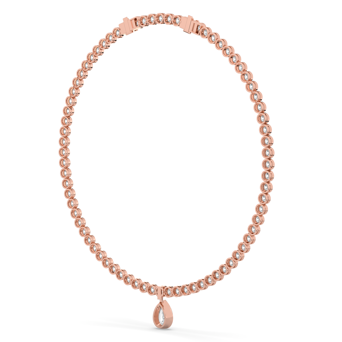 Bezel Pear Drop Tennis Necklace