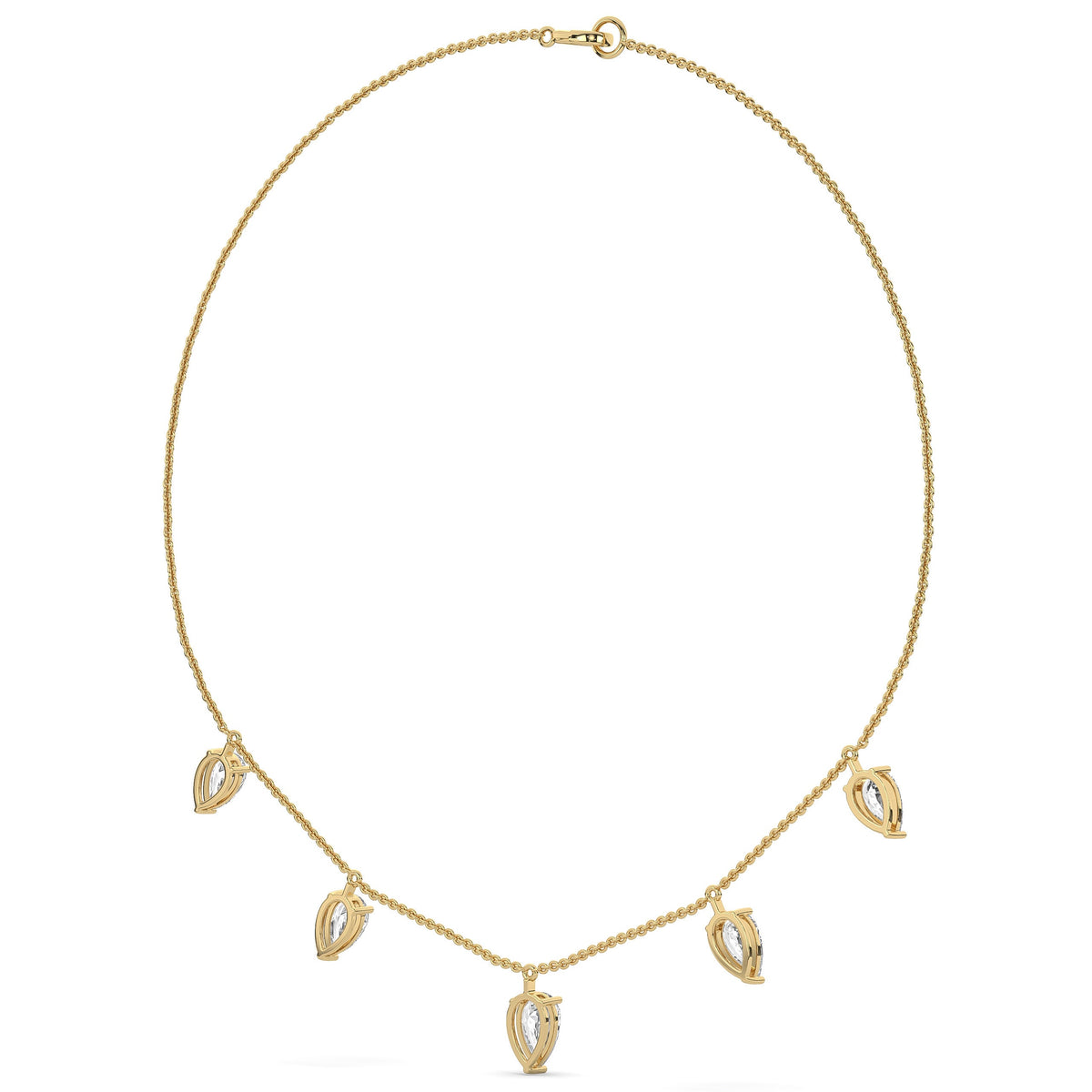 Pear Diamond Station Necklace
