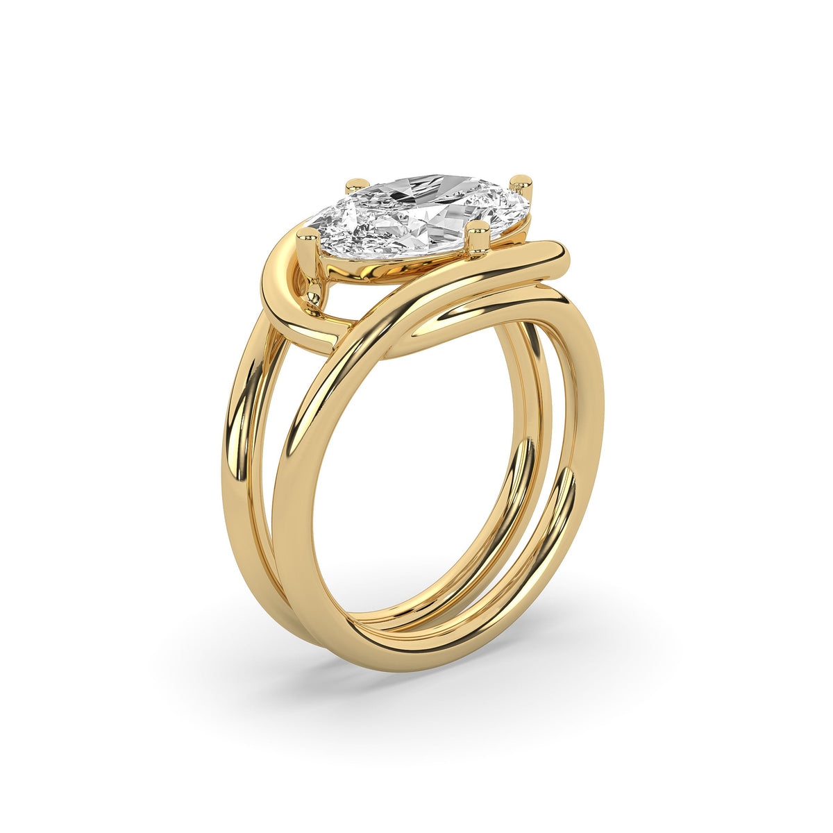 East West Oval Diamond Cocktail Ring