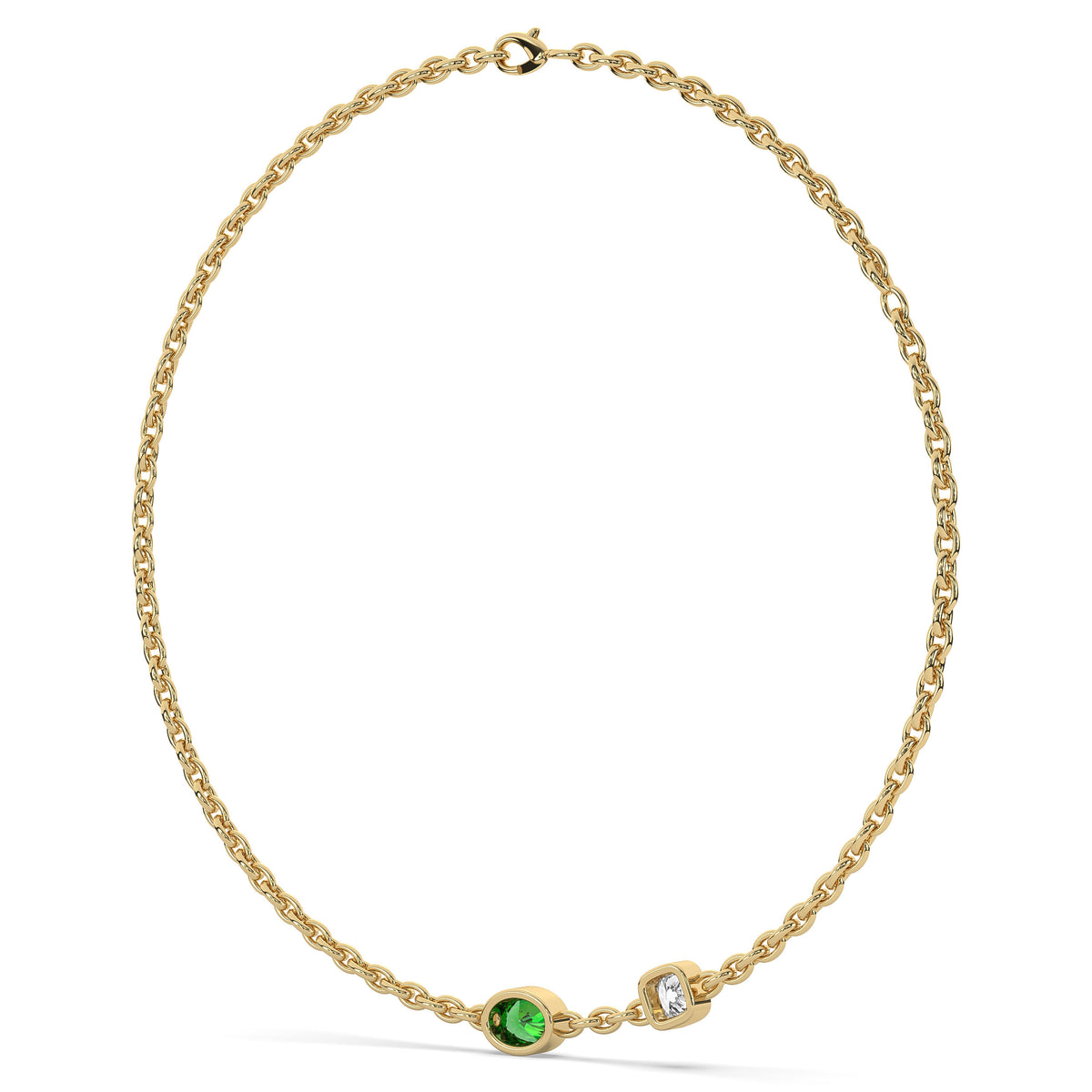 Emerald & Pear Toi Et Moi Necklace