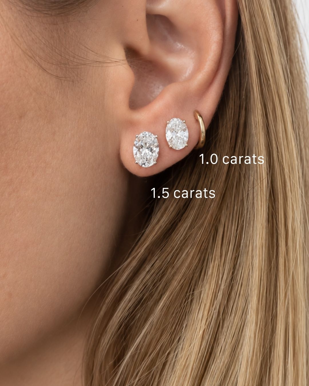 Oval Diamond Solitaire Studs (1.5 Carats Each)