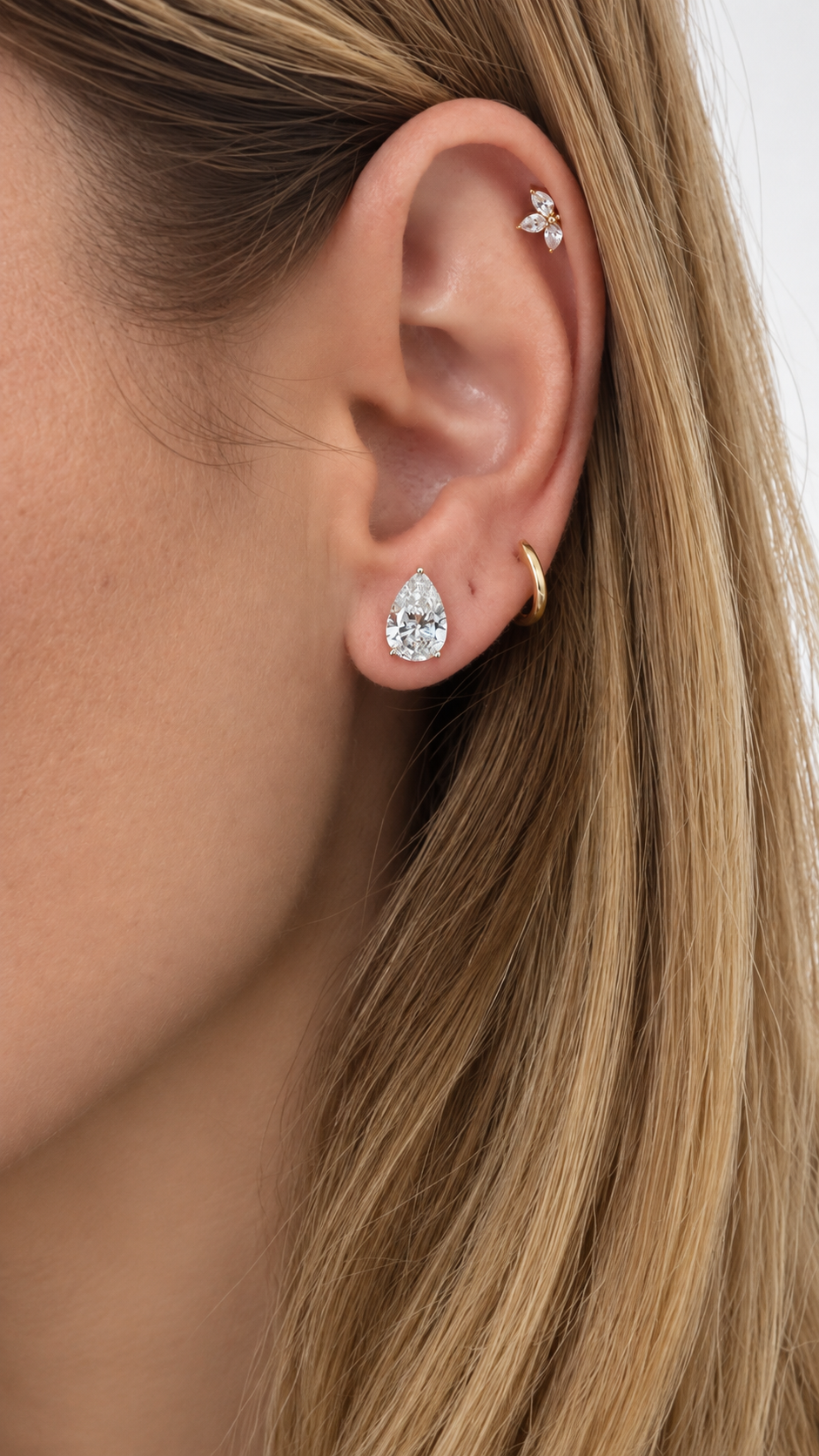 Pear Diamond Solitaire Studs (1.5 Carats Each)