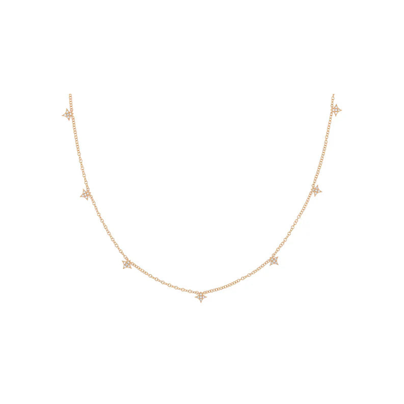 EF Collection 7 Diamond Sparkle Necklace in rose gold on white background. 