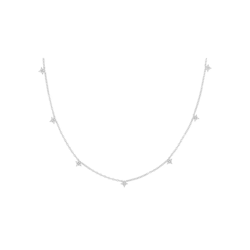 EF Collection 7 Diamond Sparkle Necklace in white gold on white background. 