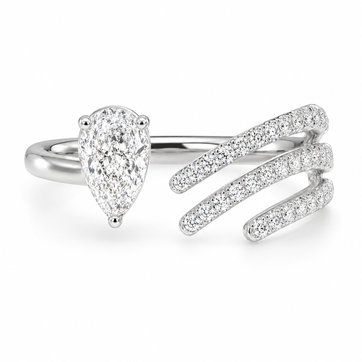Pear Diamond Open Ring