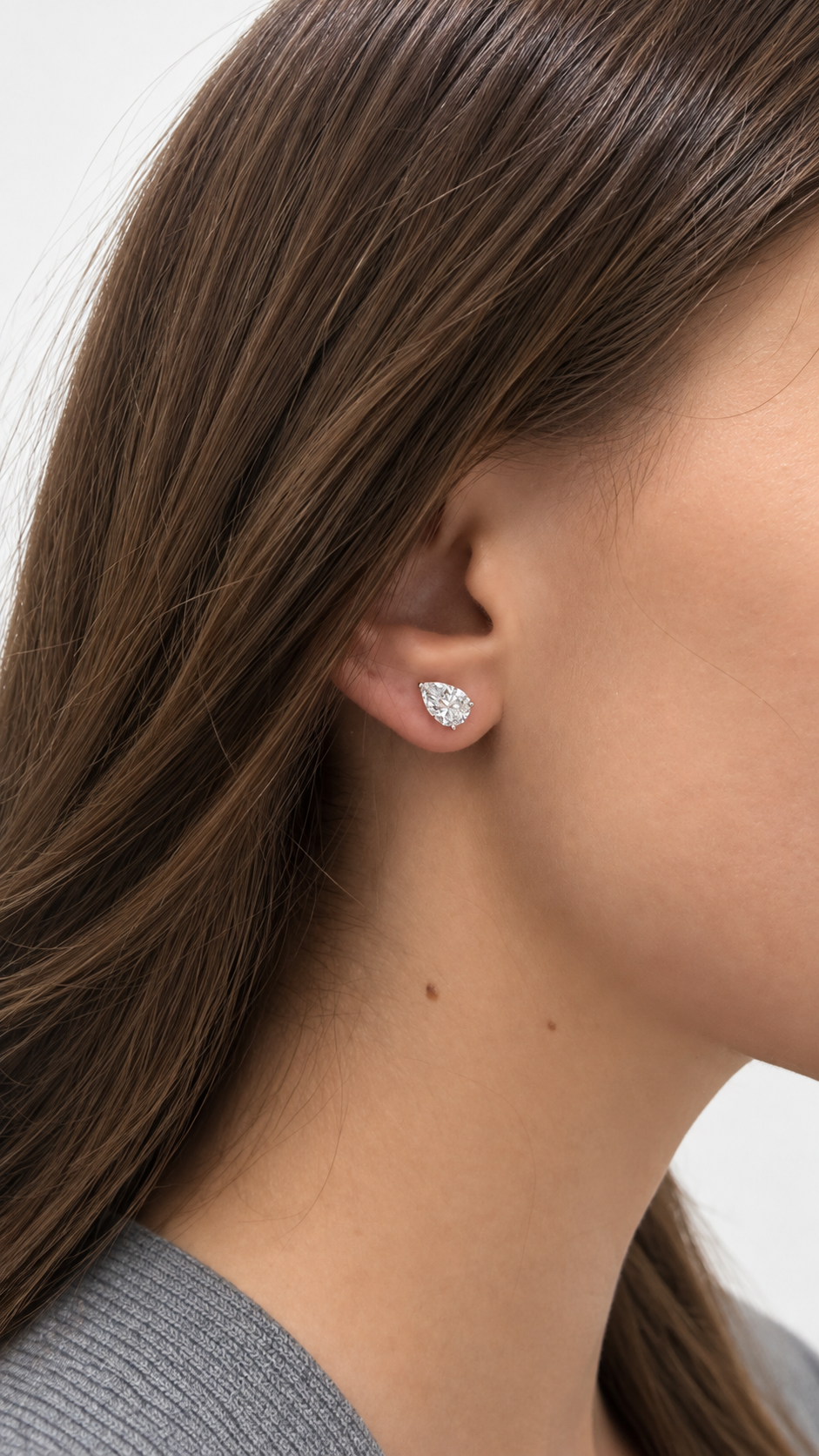 Pear Diamond Solitaire Studs (1.0 Carat Each)