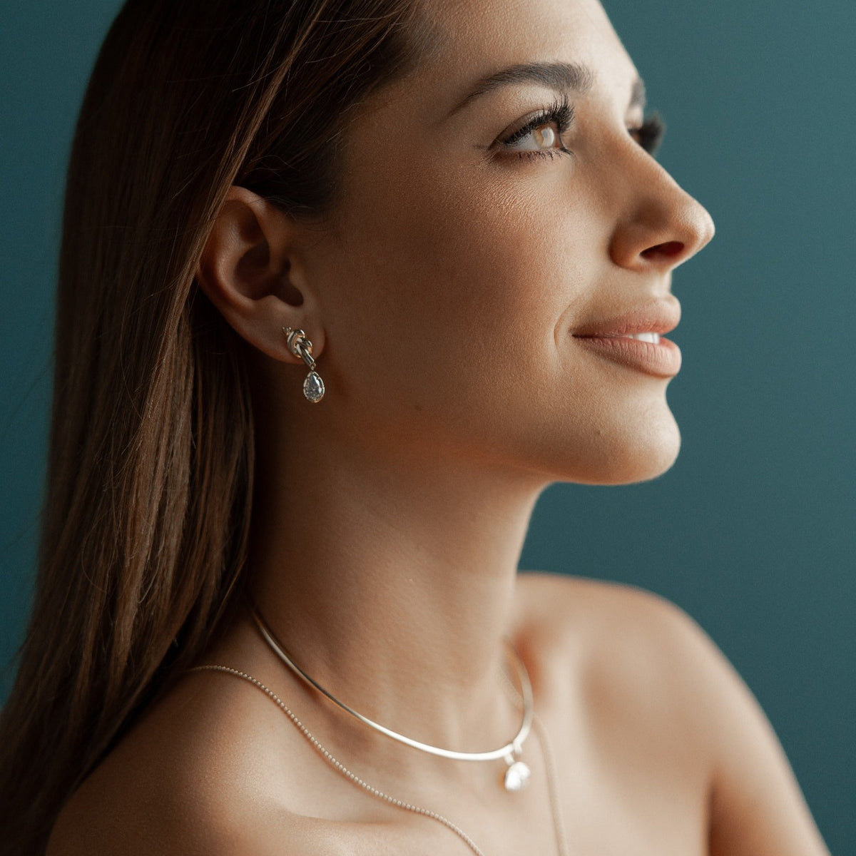 Knot Pear Diamond Drop Earrings