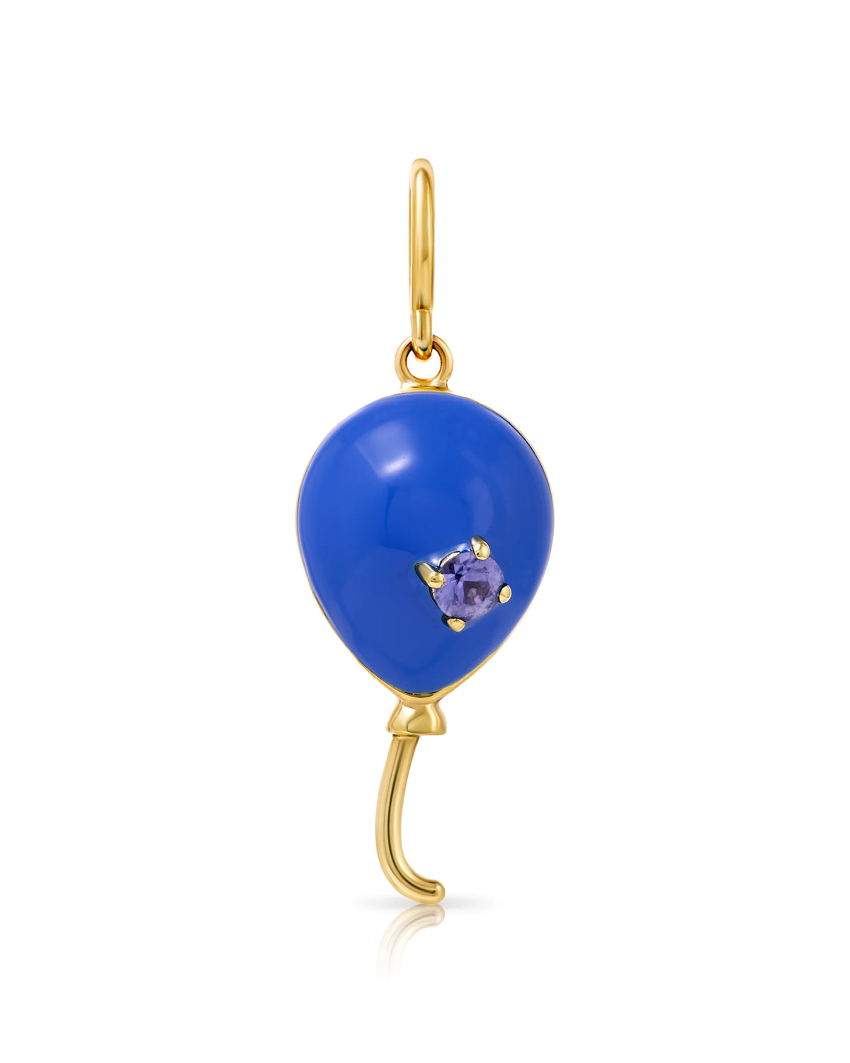 Onirikka Balloon Charm in 18k yellow gold with blue enamel and blue sapphire gemstone, playful luxury charm from the Nostalgia Collection.