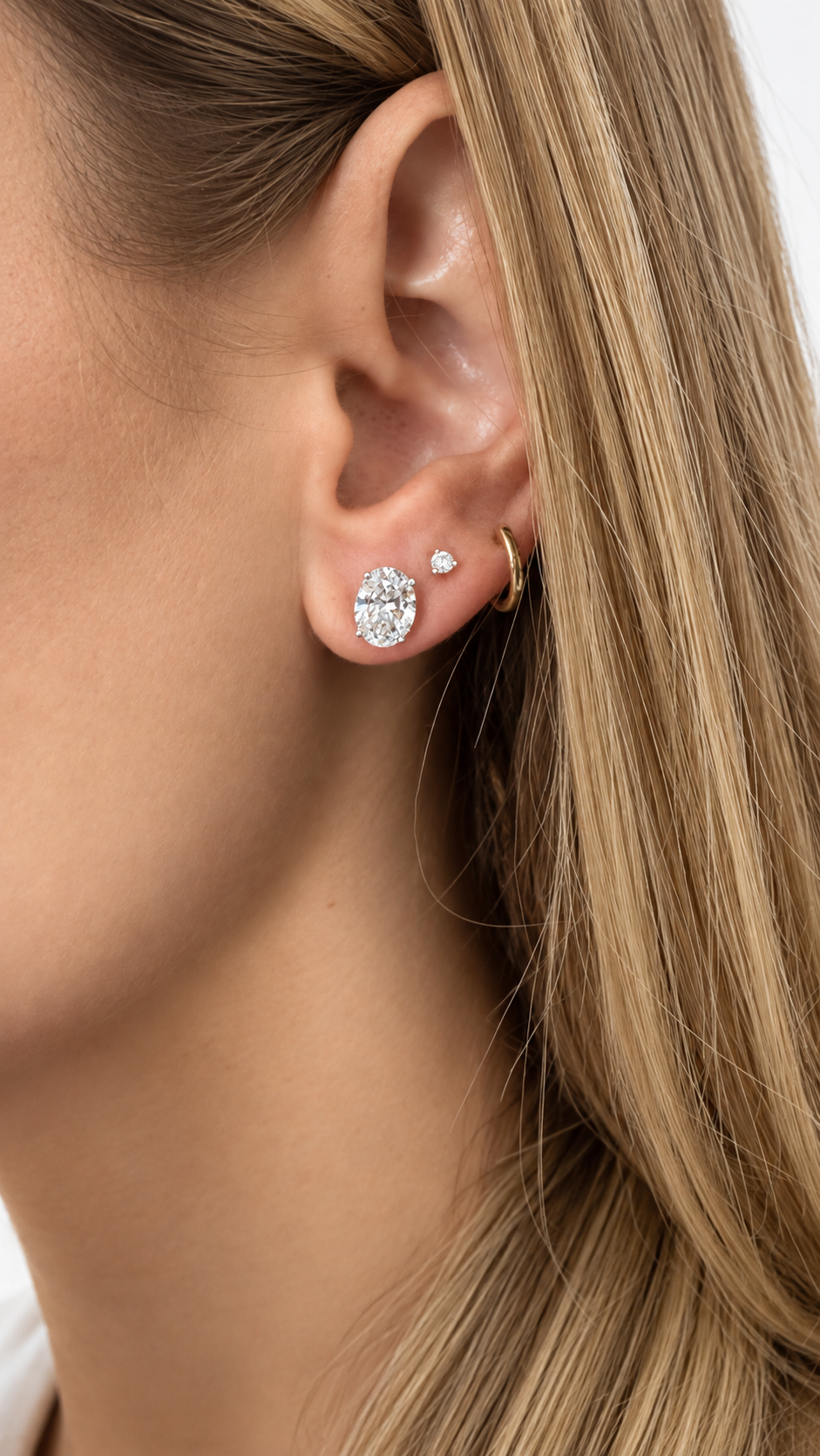 Oval Diamond Solitaire Studs (1.5 Carats Each)