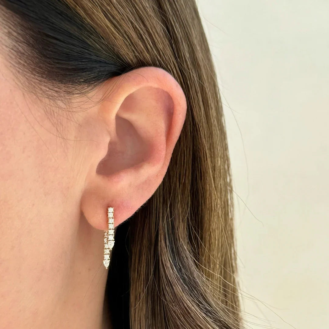 EF-Collection Diamond Teardrop Fringe Earring