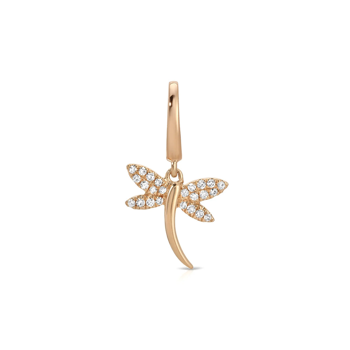 product image of EF-Collection Diamond Dragonfly Clip Charm in rose gold and diamond on a white background.