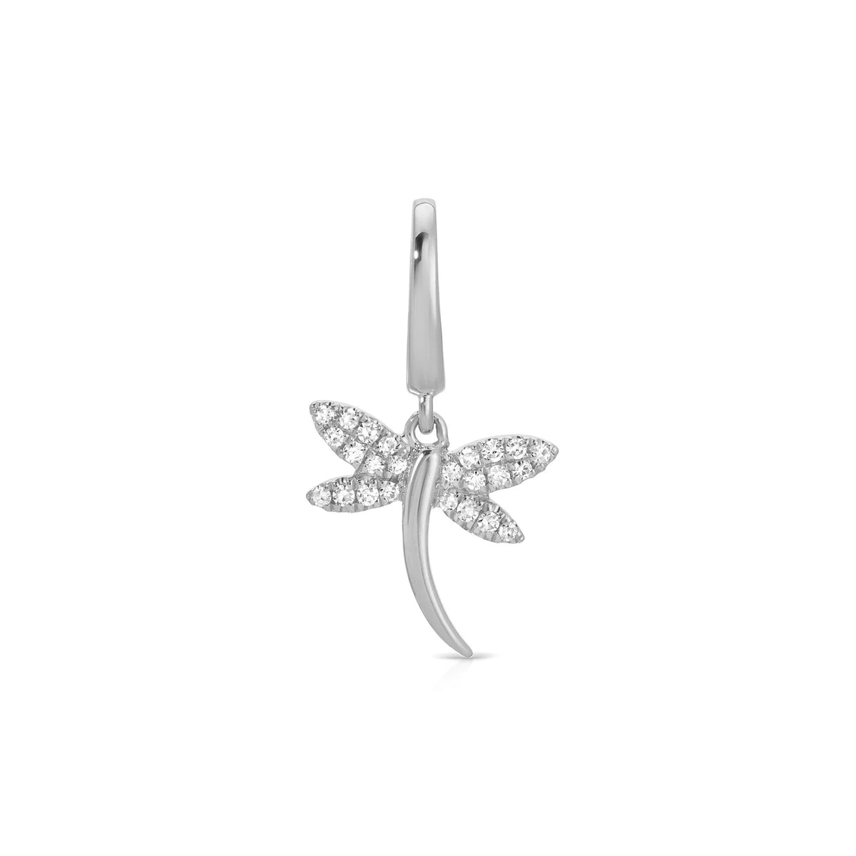 product image of EF-Collection Diamond Dragonfly Clip Charm in white gold and diamond on a white background.