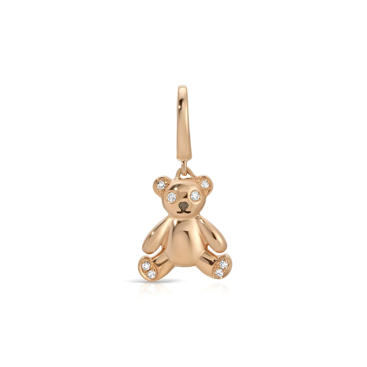 product image of EF-Collection Diamond Teddy Clip Charm in rose gold on a white background. 