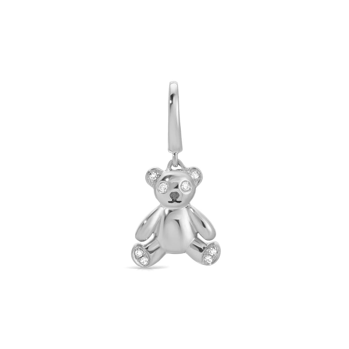product image of EF-Collection Diamond Teddy Clip Charm in white gold on a white background. 
