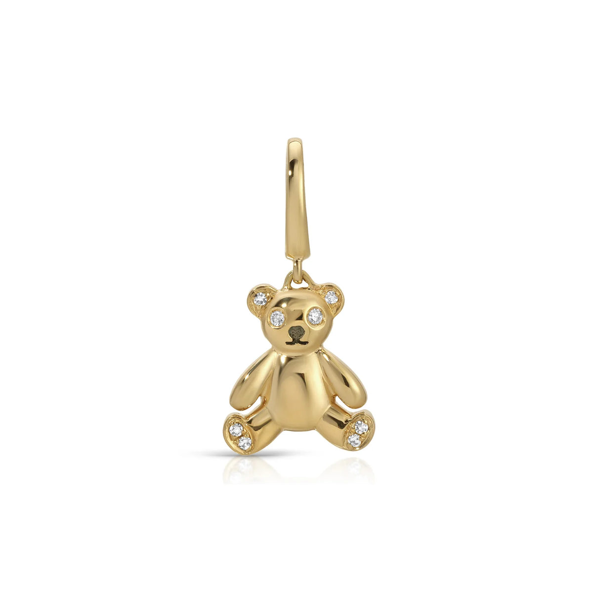 product image of EF-Collection Diamond Teddy Clip Charm in yellow gold on a white background. 