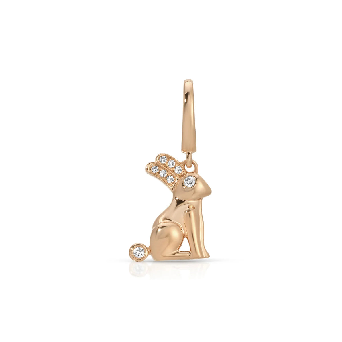 product image of EF-Collection Diamond Bunny Clip Charm in rose gold on a white background.