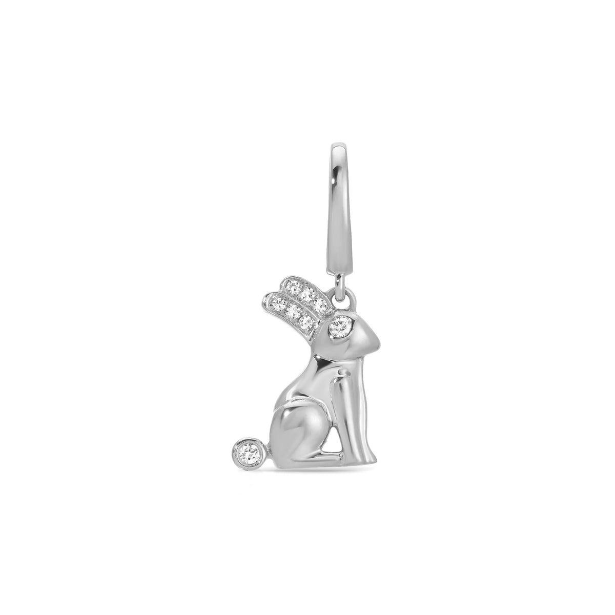 product image of EF-Collection Diamond Bunny Clip Charm in white gold on a white background.