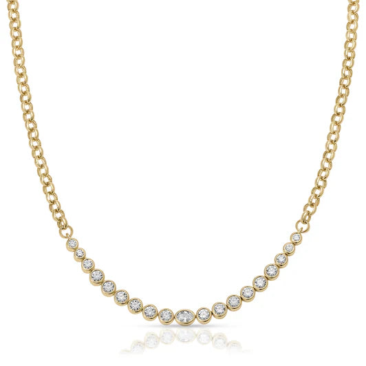 Product shot of Ef Collection Diamond Hannah necklace with diamonds on yellow gold. 