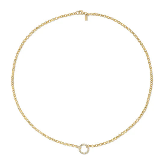 Rolo Chain Diamond Enhanced Necklace