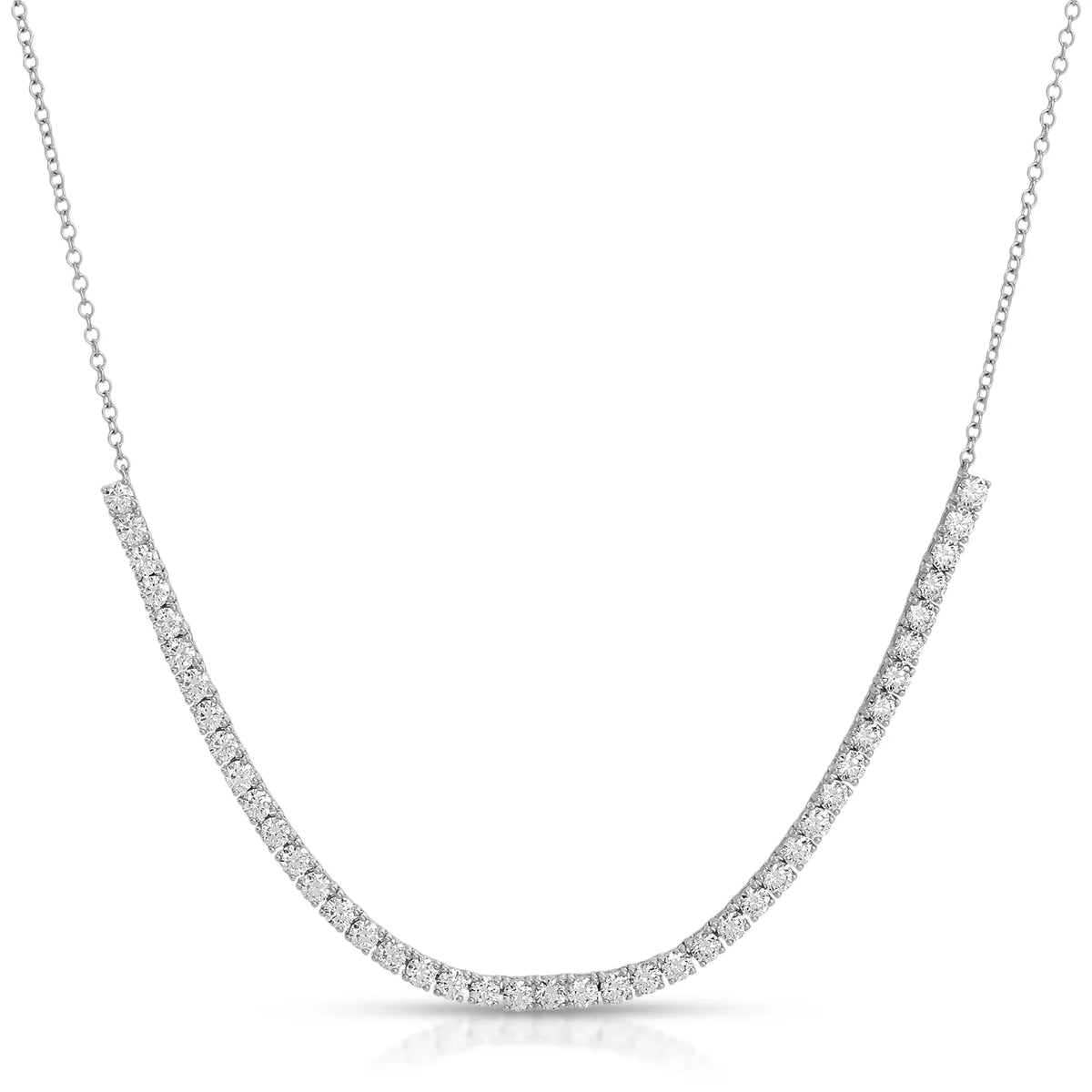 product image of EF-Collection Diamond Row Necklace in white gold and diamonds on a white background. 