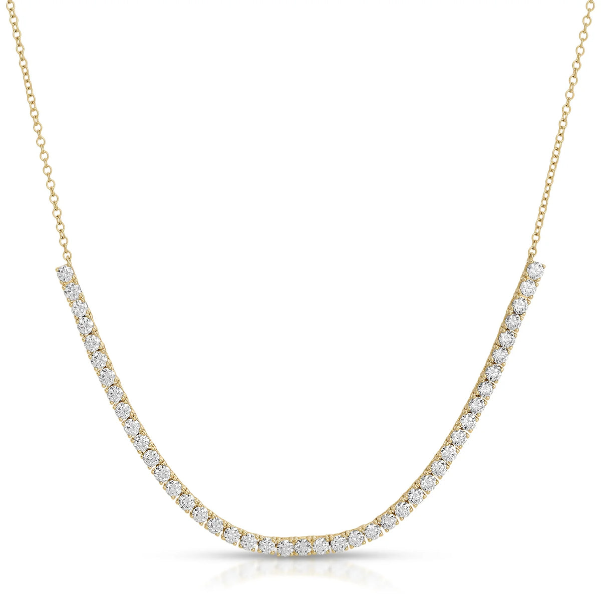 product image of EF-Collection Diamond Row Necklace in yellow gold and diamonds on a white background. 