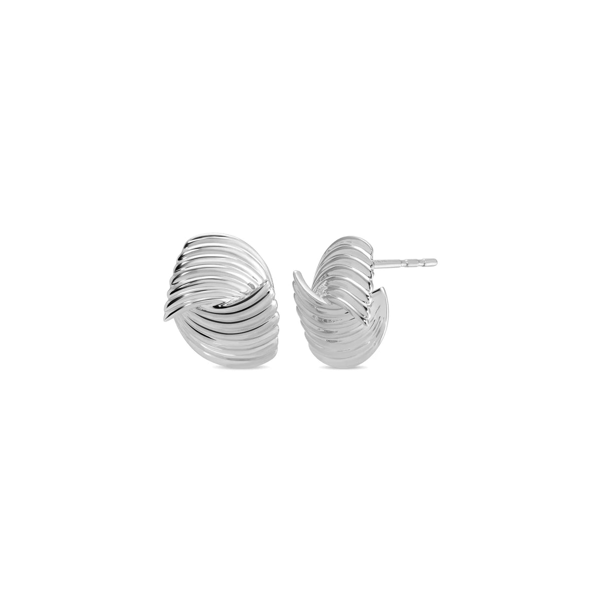 product image of EF-Collection Gold Freya Stud Earrings in white gold on a white background. 