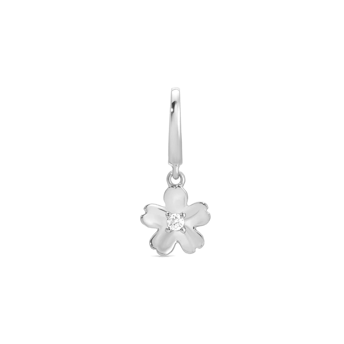 product image of EF-Collection Gold Mini Cherry Blossom Clip Charm in white gold on a white background. 