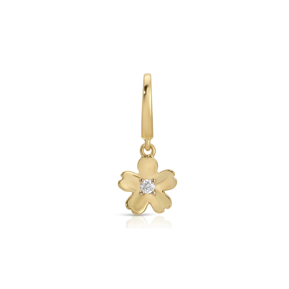 product image of EF-Collection Gold Mini Cherry Blossom Clip Charm in yellow gold on a white background. 
