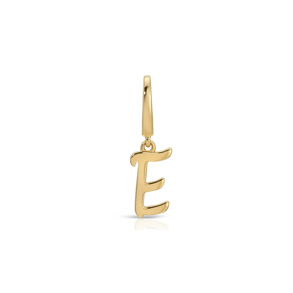 product image of EF-Collection Gold Mini Script Initial Clip Charm in yellow gold on a white background. 