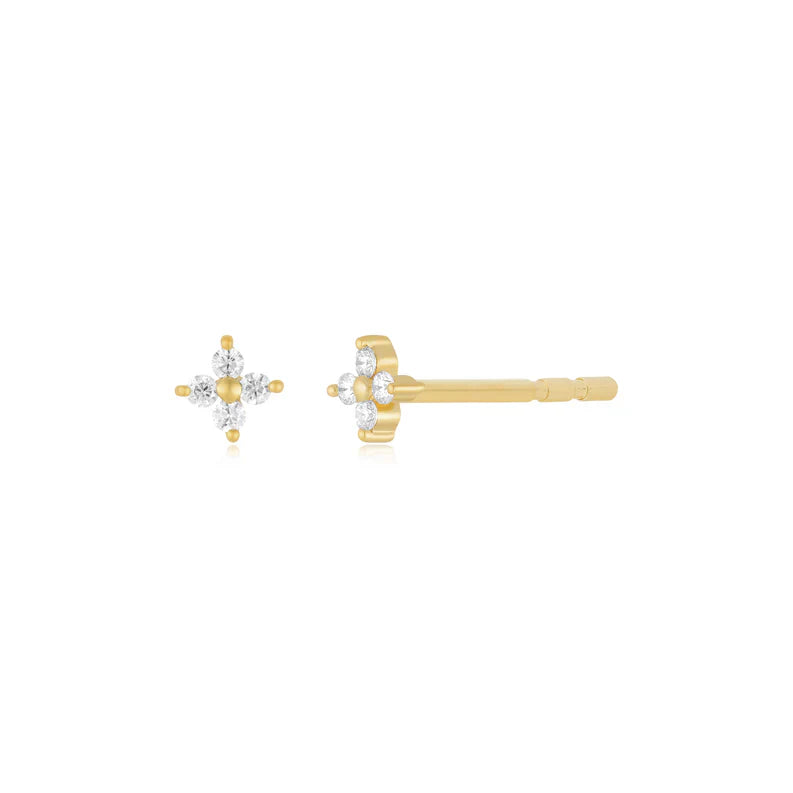 EF-Collection Mini Diamond Fleur Stud Earrings