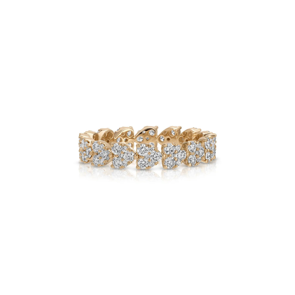 Product image of EF-Collection endless love eternity band in rose gold and diamonds on a white background.