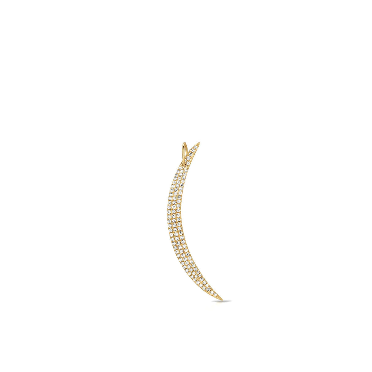 product image of EF-Collection Diamond Crescent Charm in yellow gold and diamond on a white background.
