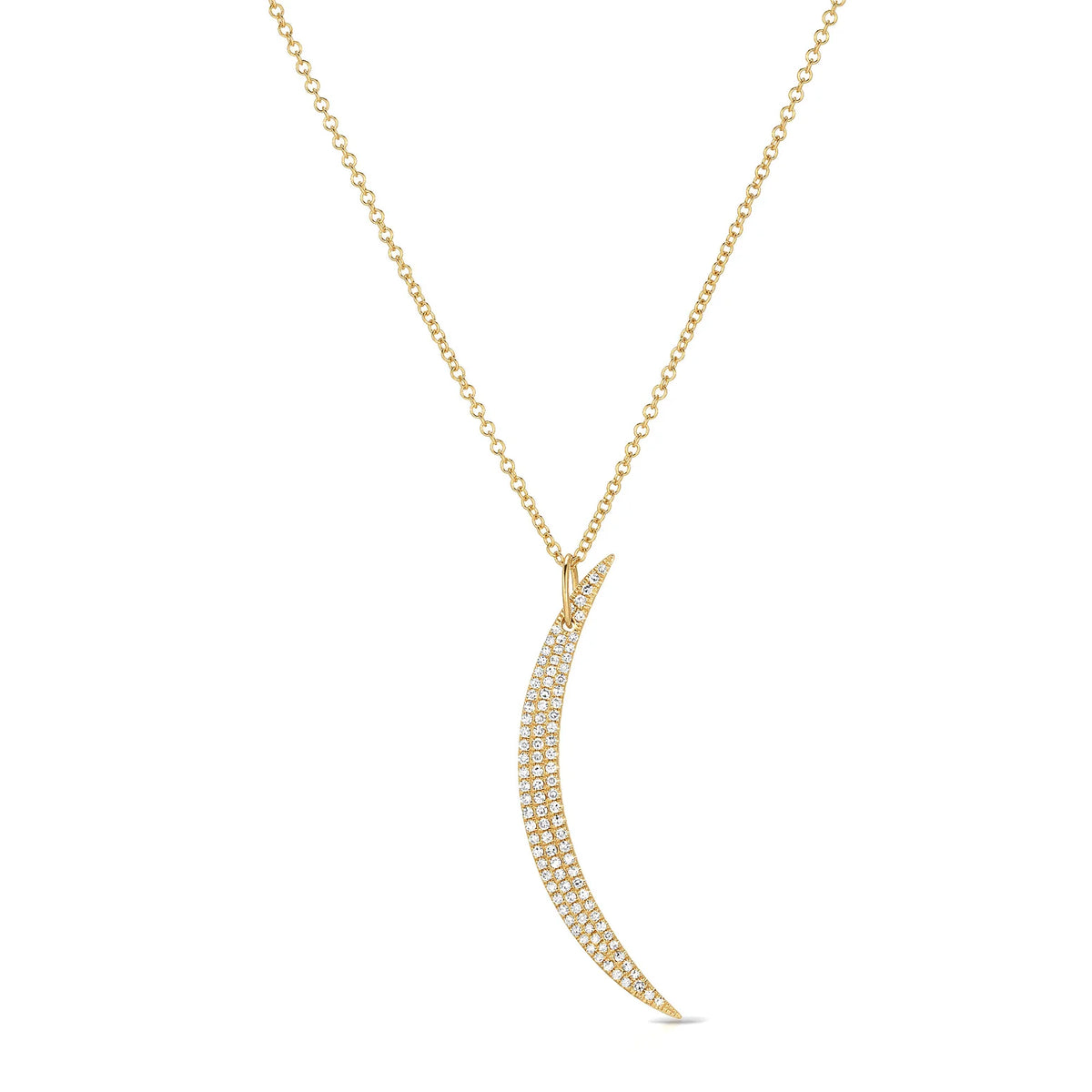 product image of EF-Collection Diamond Crescent Necklace in yellow gold and diamond on a white background. 