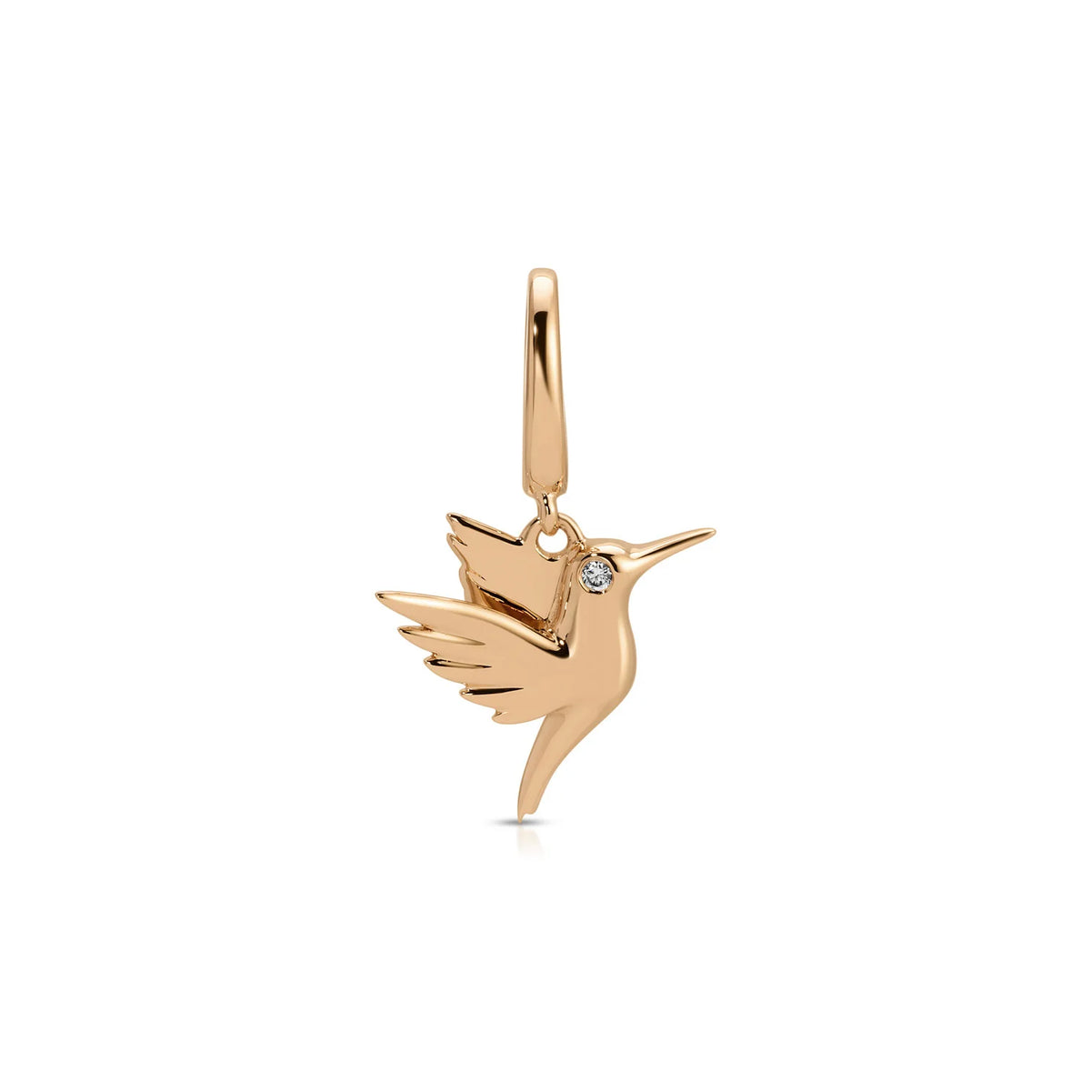 product image of EF-Collection Gold Hummingbird Clip Charm in rose gold on a white background. 